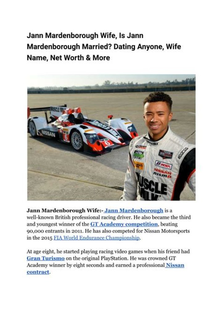 Jann Mardenborough's Marital Status Revealed